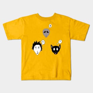 Manga / Anime Surprised Gray Alien, Man and Cat Art Kids T-Shirt